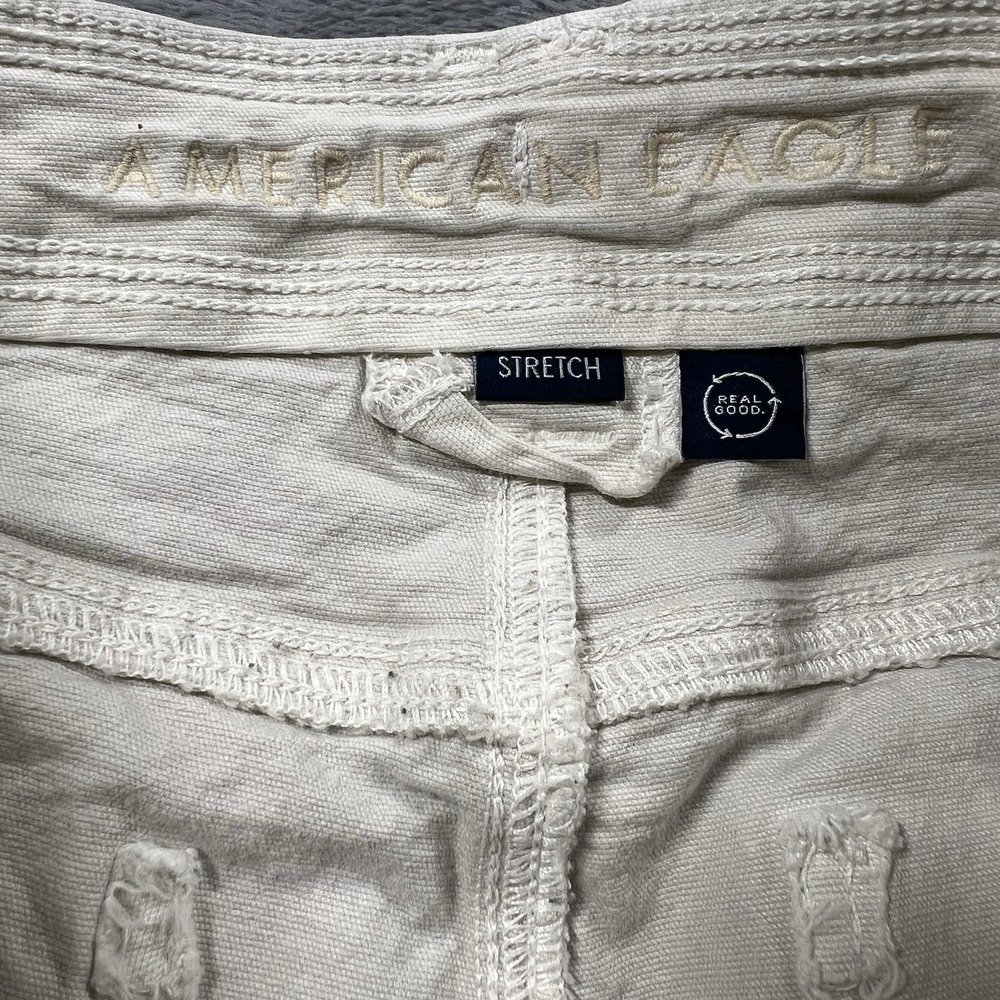 American Eagle Womens 6 L White Cargo Classic Bootcut High Rise Drawstring Y2K - Picture 3 of 12